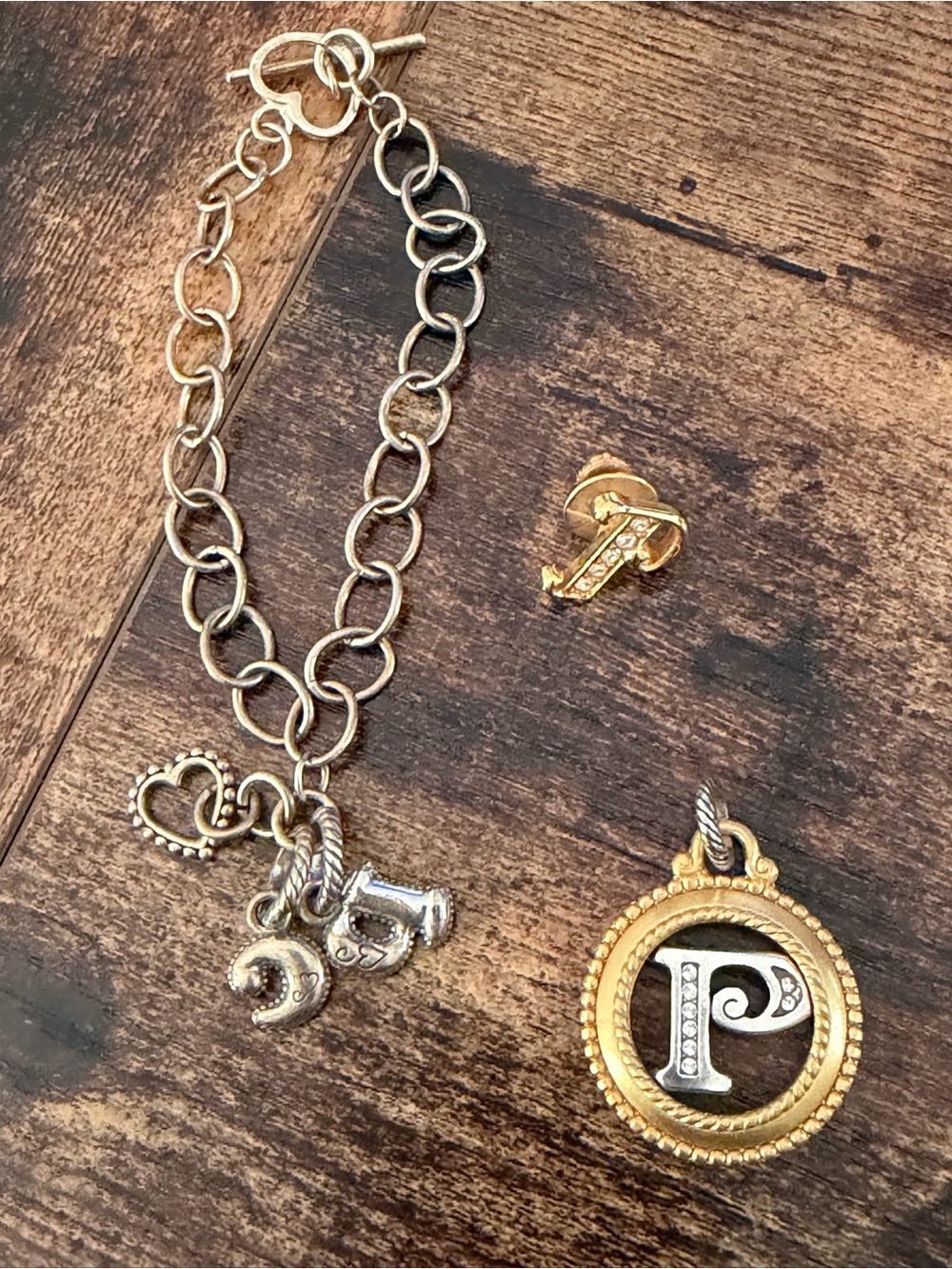 Bundle set of 3 - Personalized Jewelry Bundle – Initial “P” Charms & Bracelets
